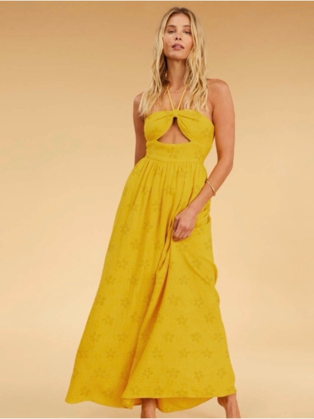 Billabong Halter Cutout Maxi Dress - Women's Yellow Maxi
